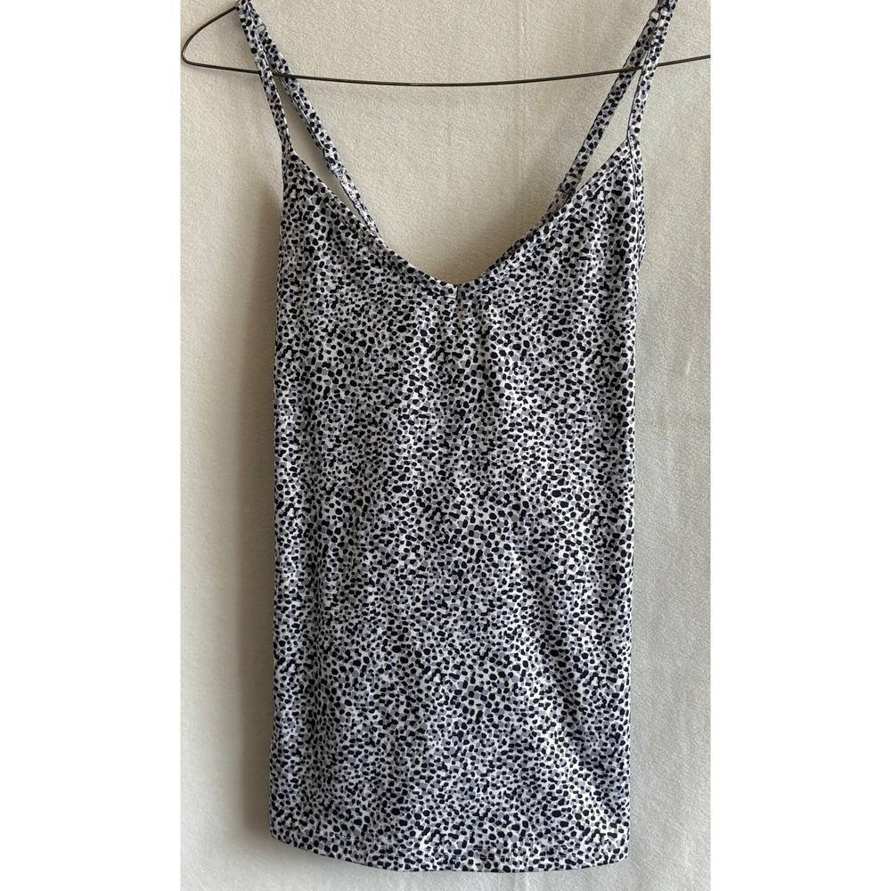 Old Navy Active Powersoft Built-in Bra Tank Top M Tall Black White Dot Print
